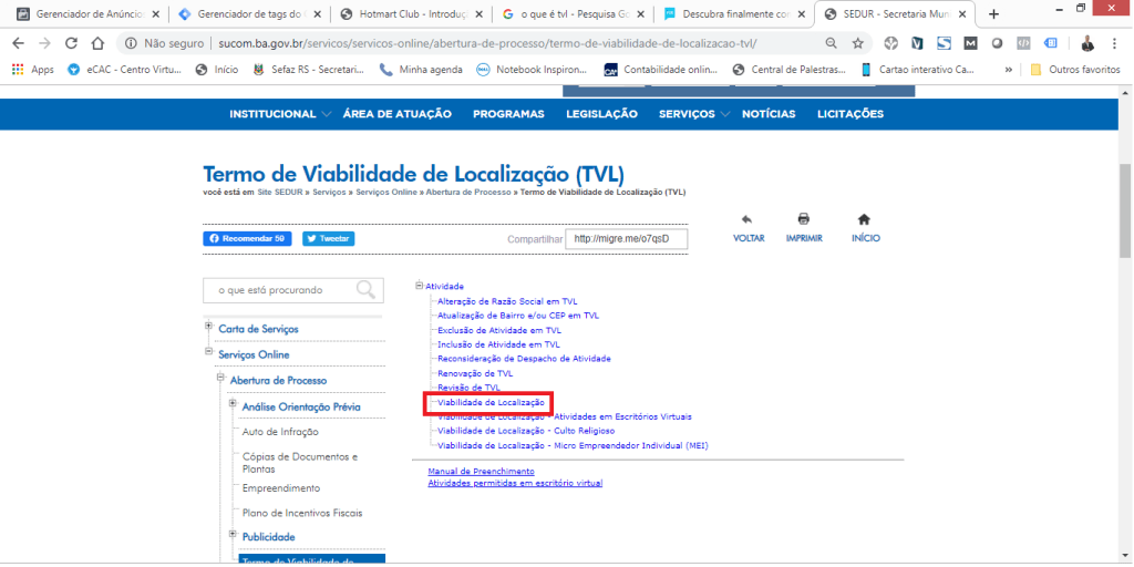 termo de viabilidade de localização em salvador bahia - pagina inicial