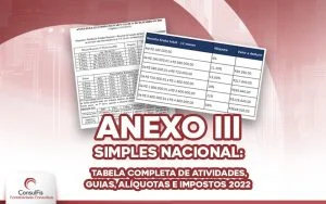 Anexo III Simples Nacional: Tabela completa de atividades, guias, alíquotas e impostos 2022